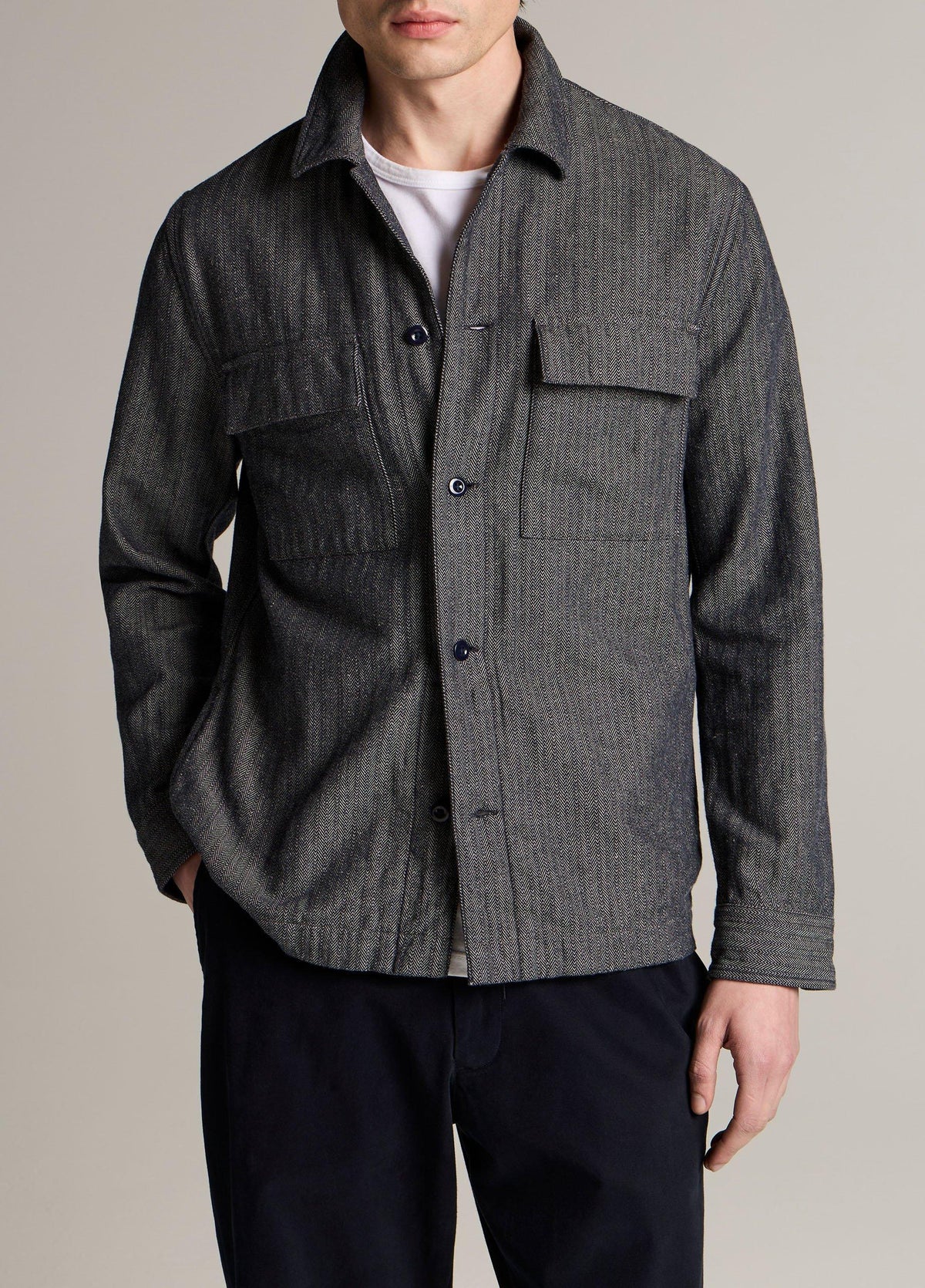 Herringbone Cotton-Linen Overshirt - US 5133
