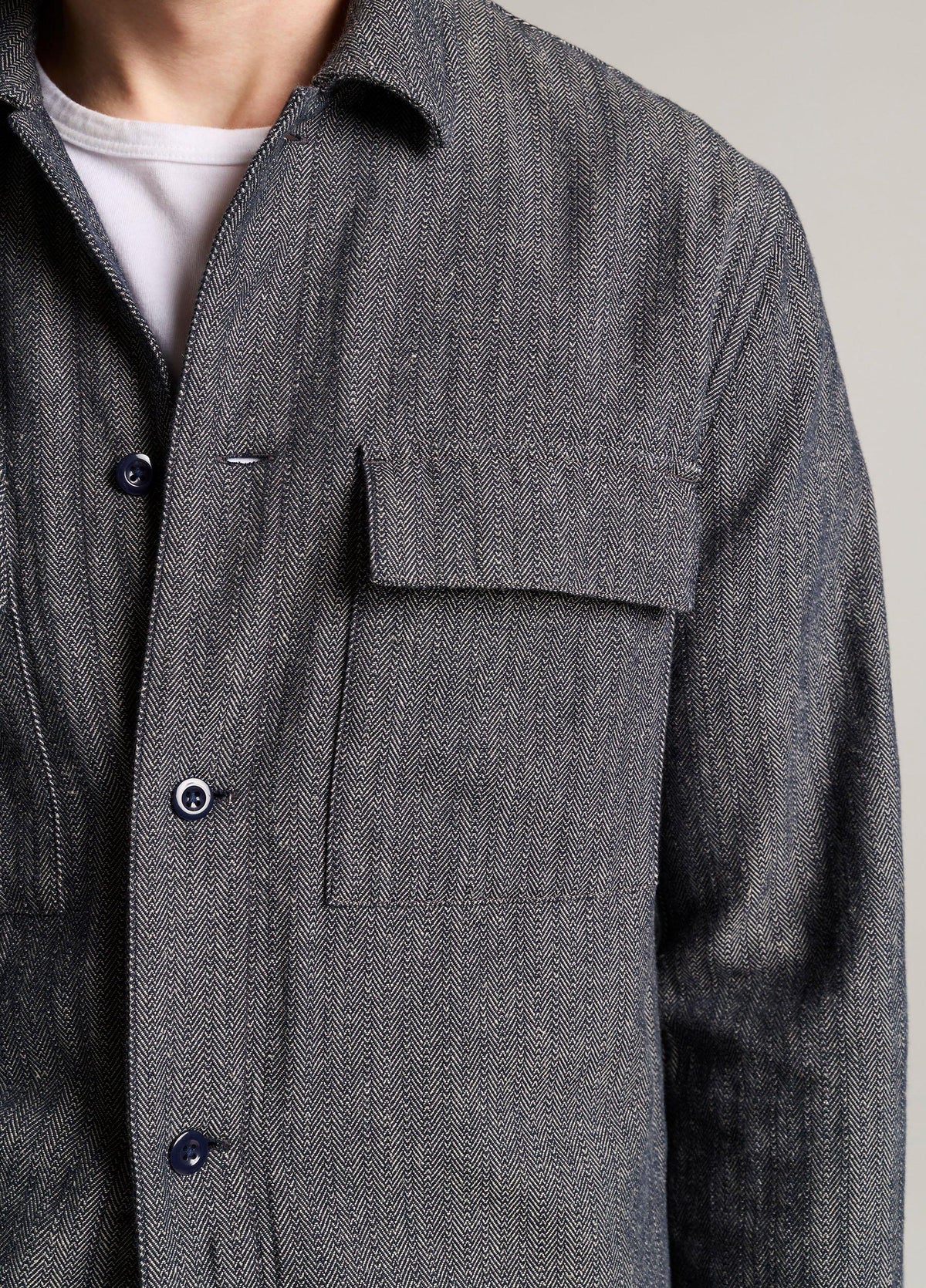 Herringbone Cotton-Linen Overshirt - US 5133