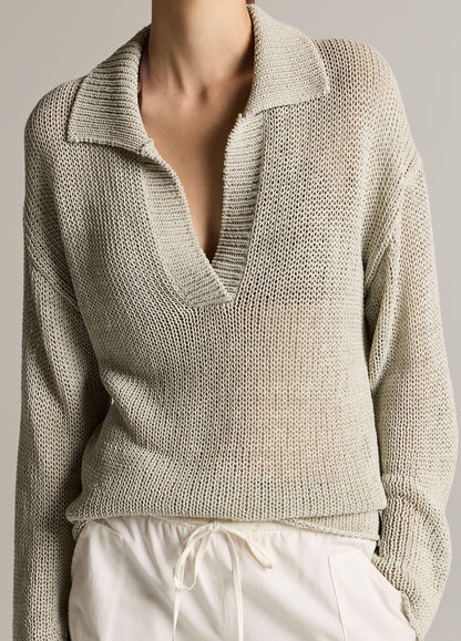 Italian Coated Cotton-Blend Polo Sweater - US 3107