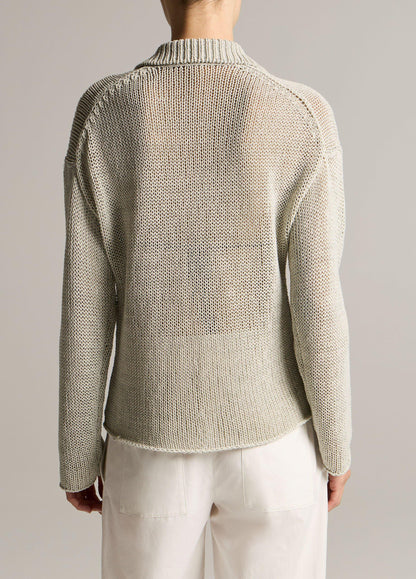 Italian Coated Cotton-Blend Polo Sweater - US 3107