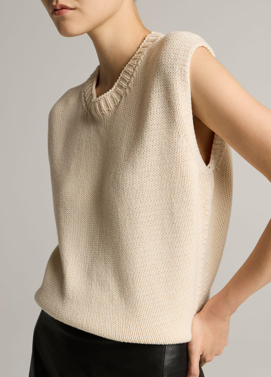 Italian Cotton-Blend Asymmetric Sweater Vest - US 7745