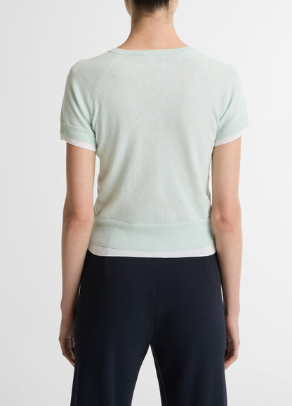 Italian Cotton-Blend Double-Layer Raglan-Sleeve Sweater - US 3608