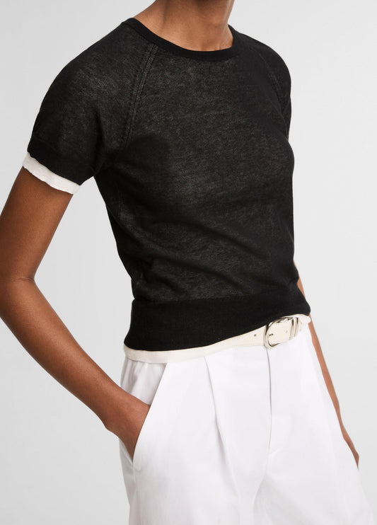 Italian Cotton-Blend Double-Layer Raglan-Sleeve Sweater - US 5790