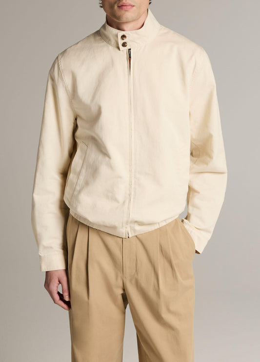 Italian Cotton-Linen Band-Collar Bomber Jacket - US 9970