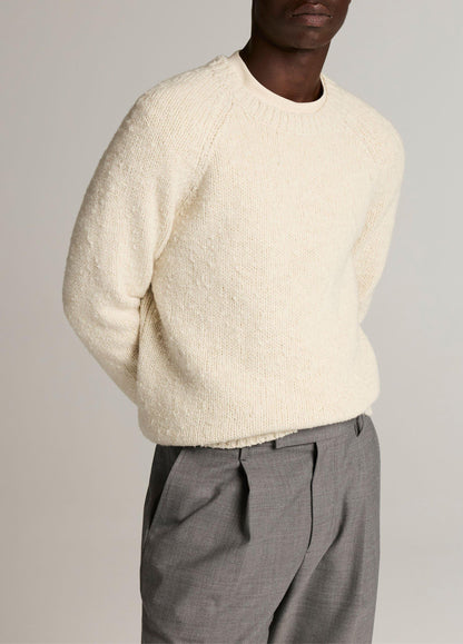 Italian Merino Wool-Blend Bouclé Raglan-Sleeve Sweater - US 6623