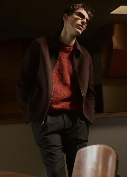 Italian Merino Wool-Blend Bouclé Raglan-Sleeve Sweater - US 9456