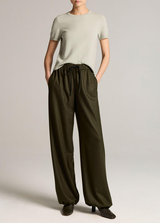 Italian Wool-Blend Flannel Drawstring Pant - US 3936