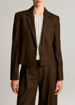 Italian Wool-Blend Flannel Short Blazer - US 7964