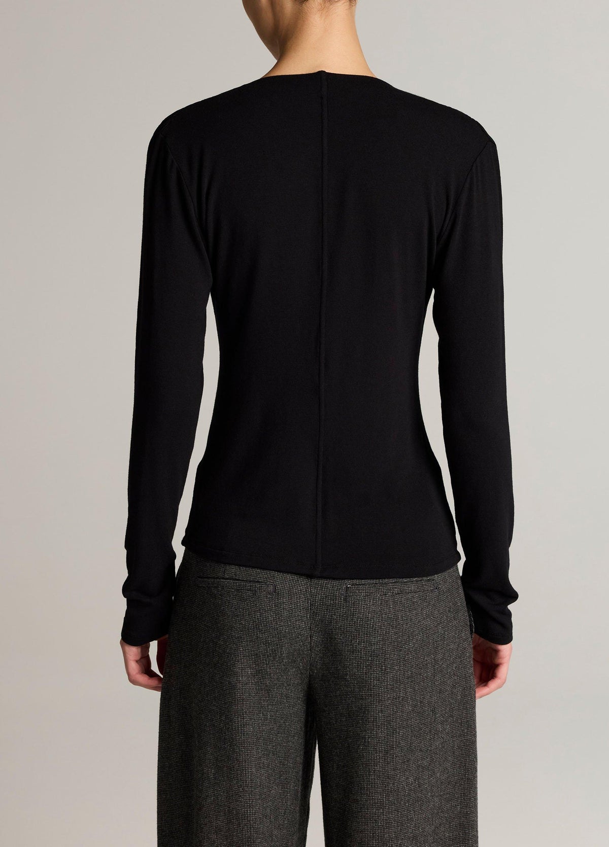 Jersey Draped Cowl-Neck Long-Sleeve Top - US 7326