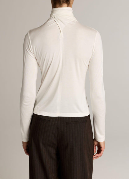 Jersey Tie-Neck Long-Sleeve Top - US 3781
