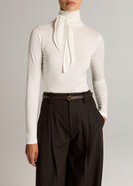 Jersey Tie-Neck Long-Sleeve Top - US 3781
