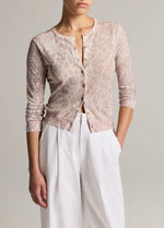Lace-Print Italian Cotton-Blend Cardigan - US 1753