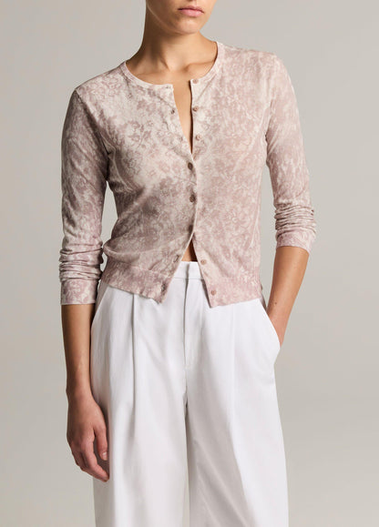 Lace-Print Italian Cotton-Blend Cardigan - US 1753