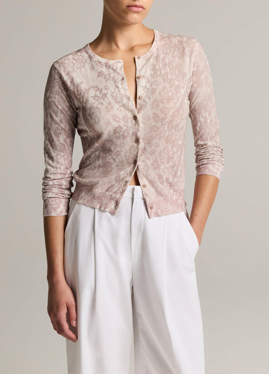 Lace-Print Italian Cotton-Blend Cardigan - US 1753