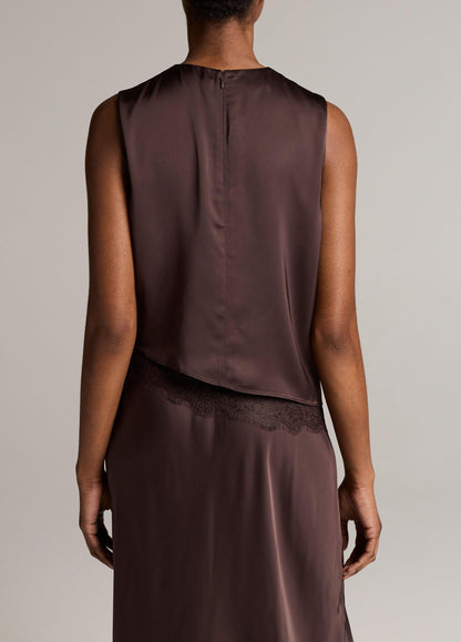 Lace-Trim Satin Asymmetric Shell - US 6728