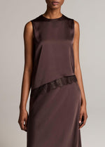 Lace-Trim Satin Asymmetric Shell - US 6728