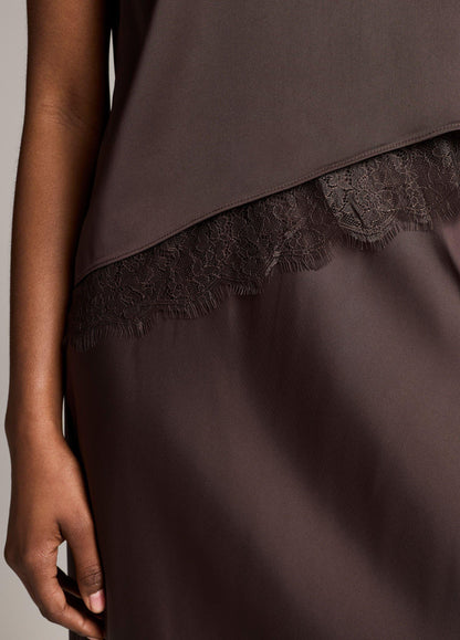 Lace-Trim Satin Asymmetric Shell - US 6728