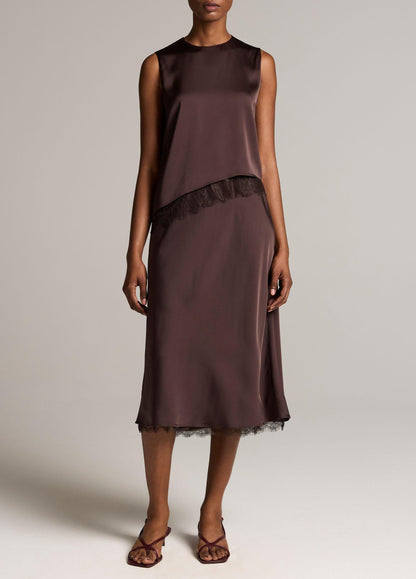 Lace-Trim Satin Asymmetric Shell - US 6728