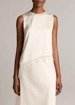 Lace-Trim Satin Asymmetric Shell - US 6311