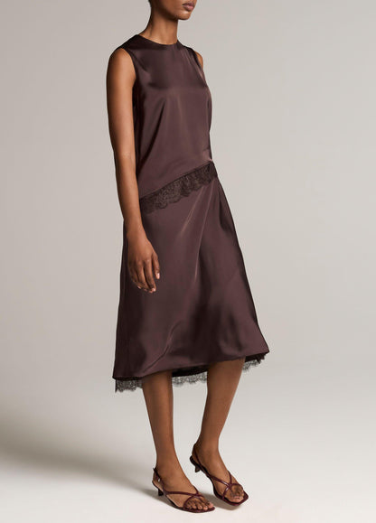 Lace-Trim Satin Slip Skirt - US 9387