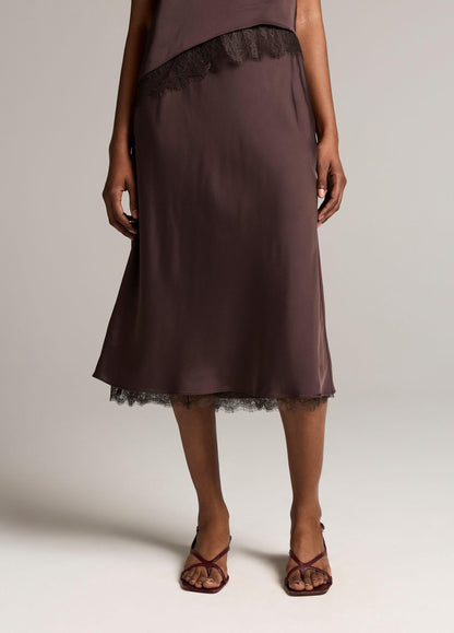 Lace-Trim Satin Slip Skirt - US 9387