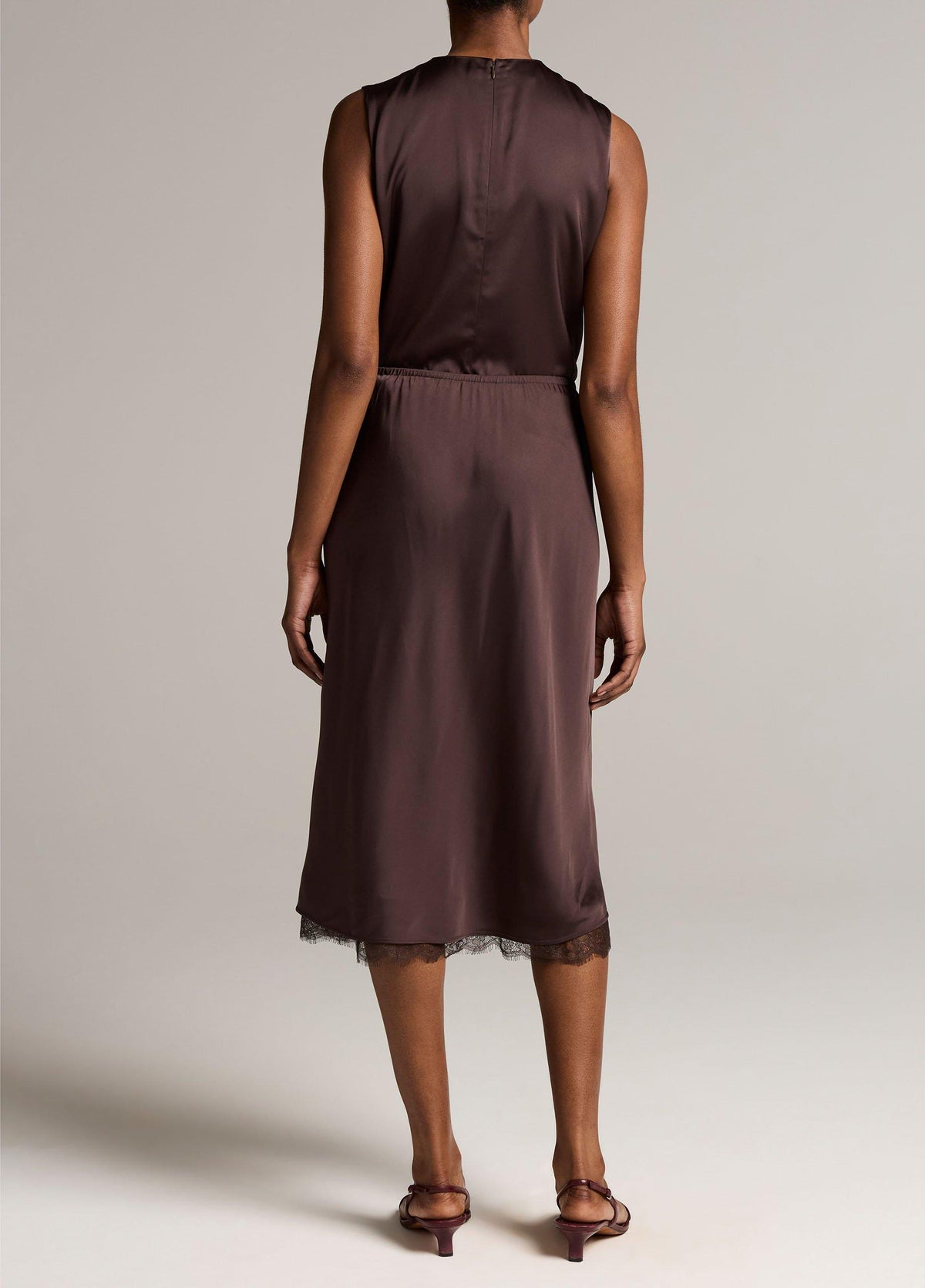 Lace-Trim Satin Slip Skirt - US 9387