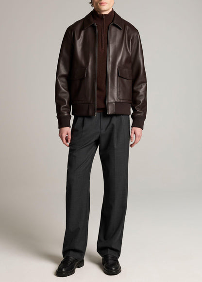 Leather Aviator Bomber Jacket - US 0997
