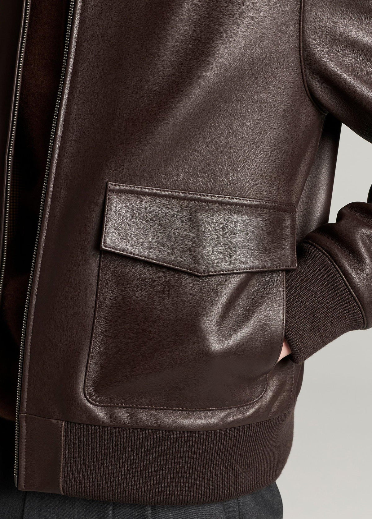 Leather Aviator Bomber Jacket - US 0997