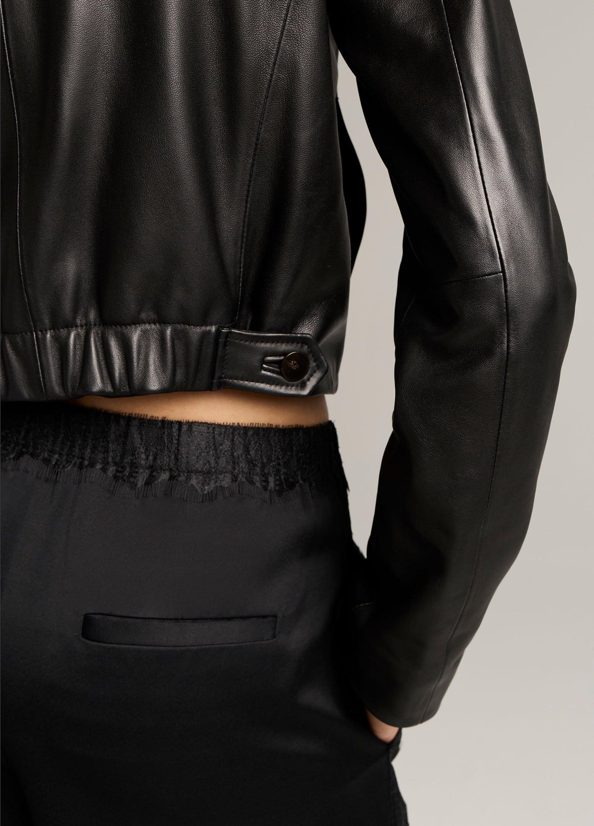 Leather Cropped Jacket - US 0747