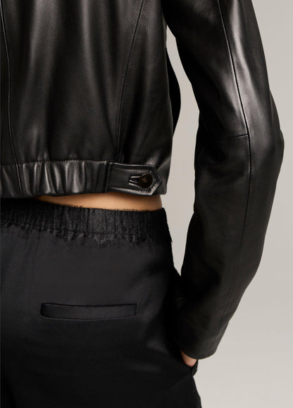 Leather Cropped Jacket - US 0747