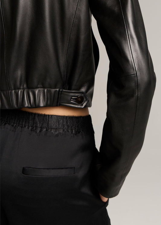 Leather Cropped Jacket - US 0747