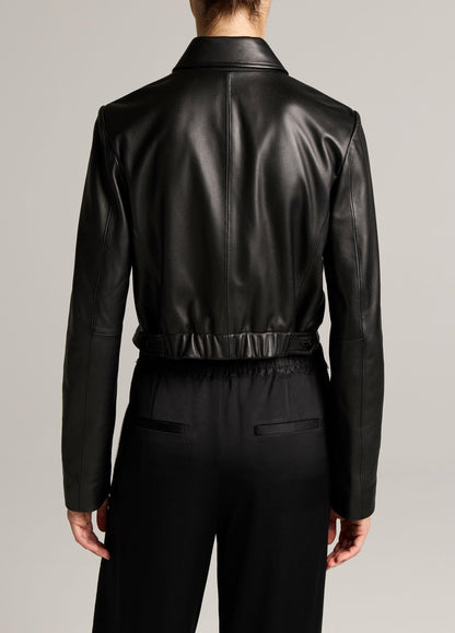 Leather Cropped Jacket - US 0747