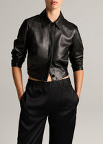 Leather Cropped Jacket - US 0747