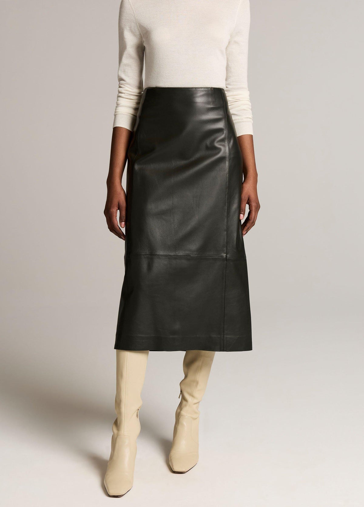 Leather Midi Skirt - US 2302