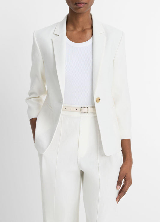 Linen-Blend Shrunken Blazer - US 3869