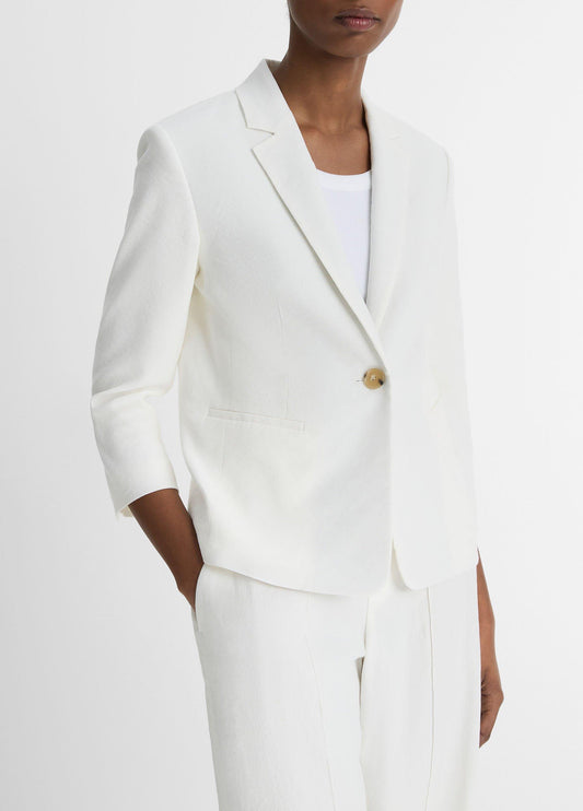 Linen-Blend Shrunken Blazer - US 3869
