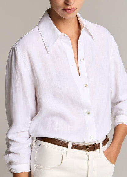 Linen Button-Front Shirt - US 8401
