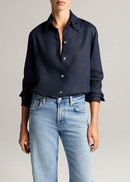 Linen Button-Front Shirt - US 6135