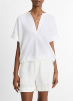 Linen Drawcord-Hem Blouse - US 3495