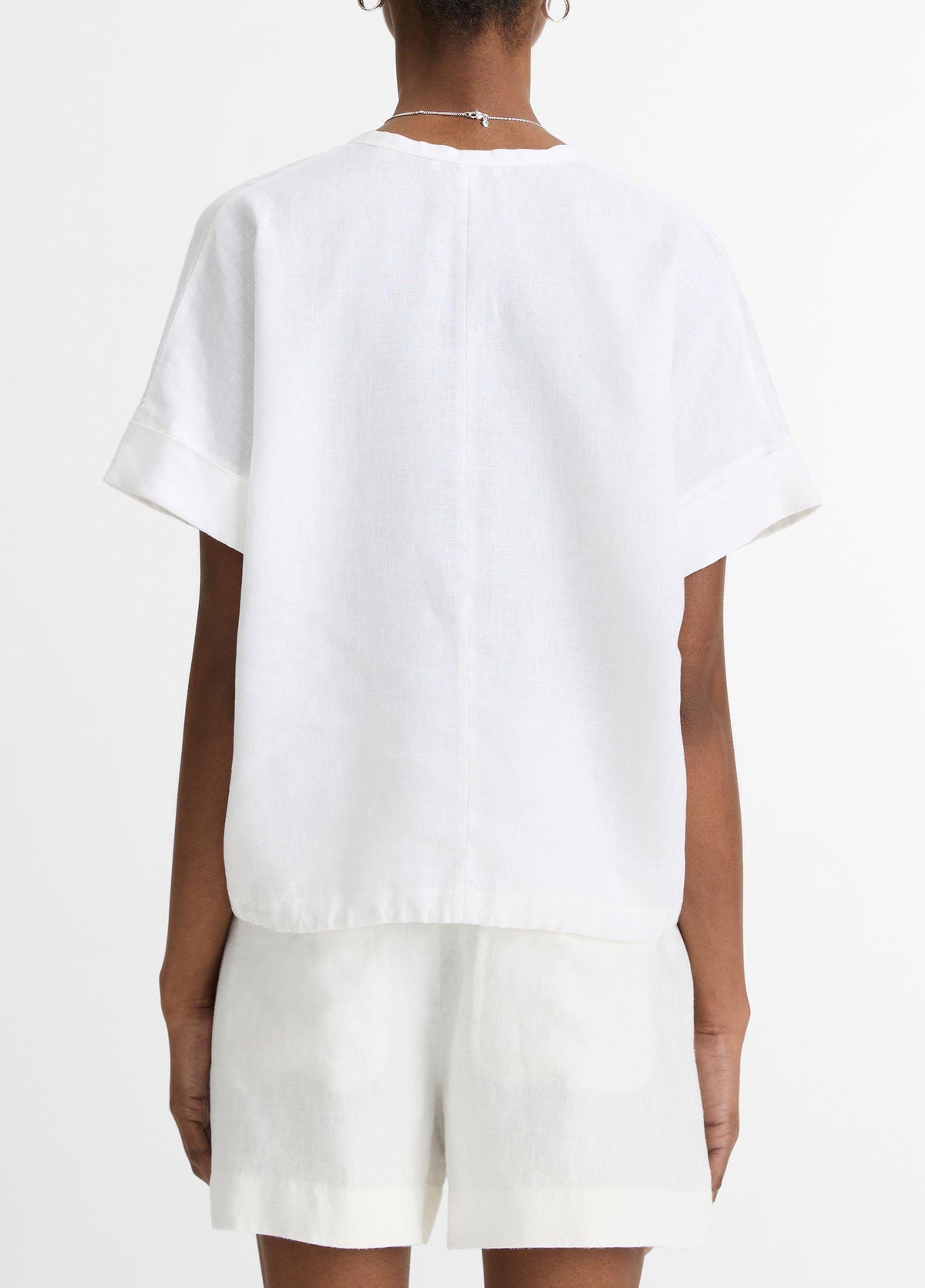 Linen Drawcord-Hem Blouse - US 3495