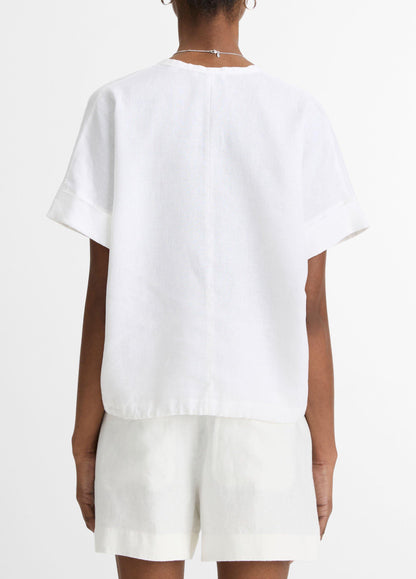 Linen Drawcord-Hem Blouse - US 3495