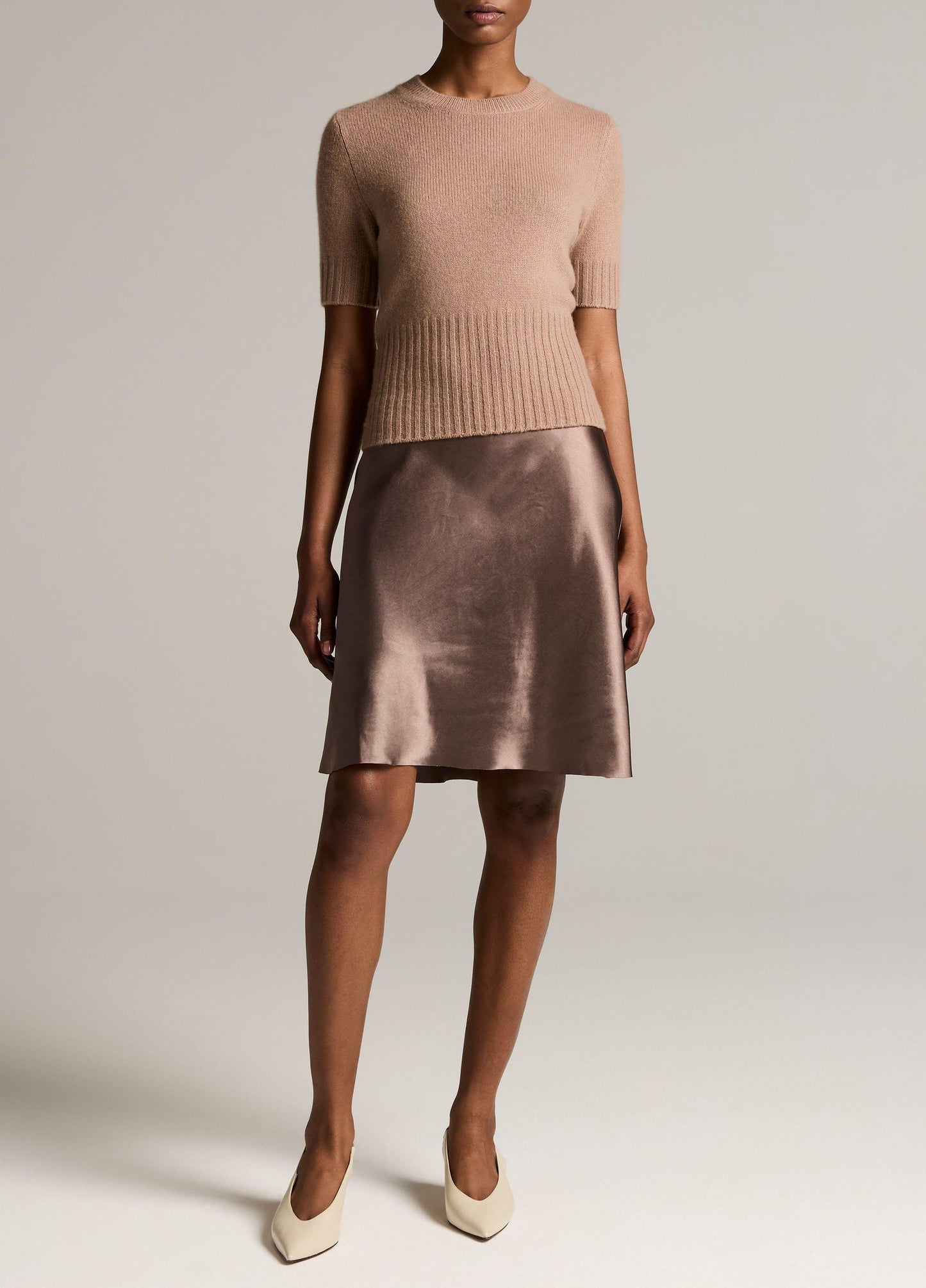 Lingerie-Trim Short Satin Slip Skirt - US 2205
