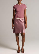 Lingerie-Trim Short Satin Slip Skirt - US 0348