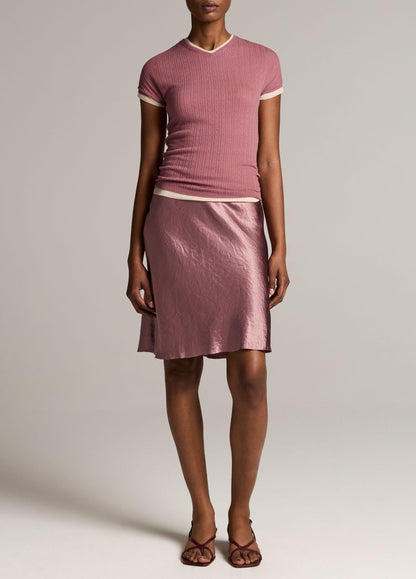 Lingerie-Trim Short Satin Slip Skirt - US 0348