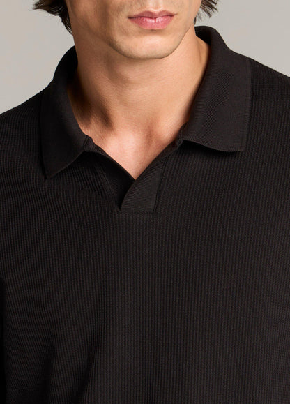 Macro-Rib Cotton Johnny-Collar Shirt - US 3694