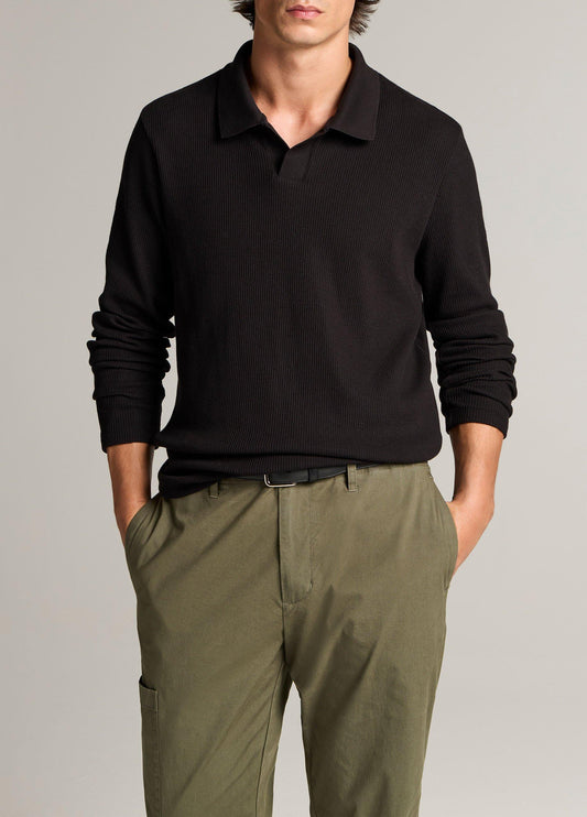 Macro-Rib Cotton Johnny-Collar Shirt - US 3694