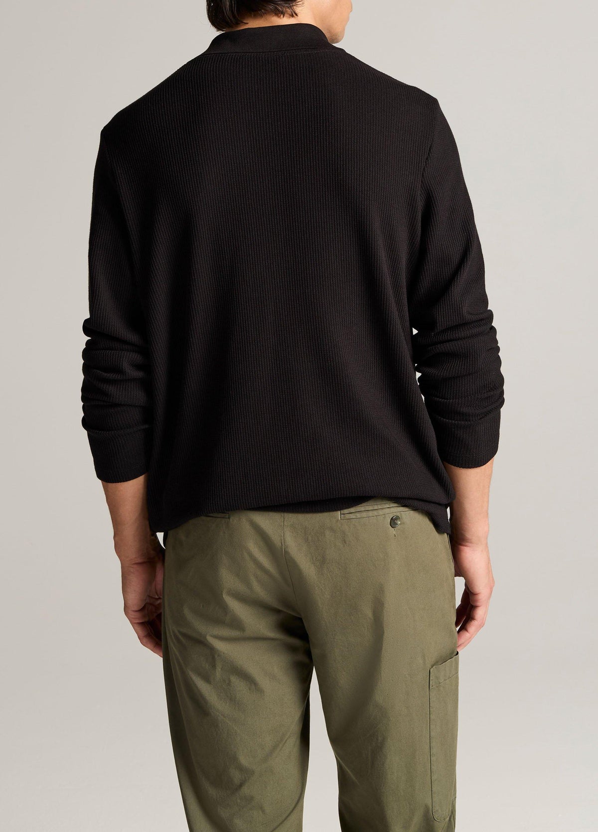Macro-Rib Cotton Johnny-Collar Shirt - US 3694