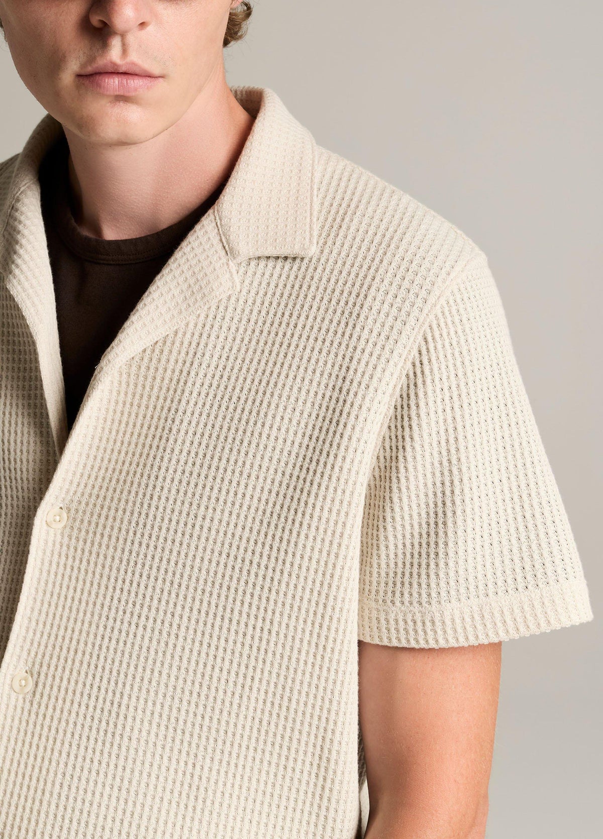 Macro-Waffle Cotton-Blend Cabana Shirt - US 3691