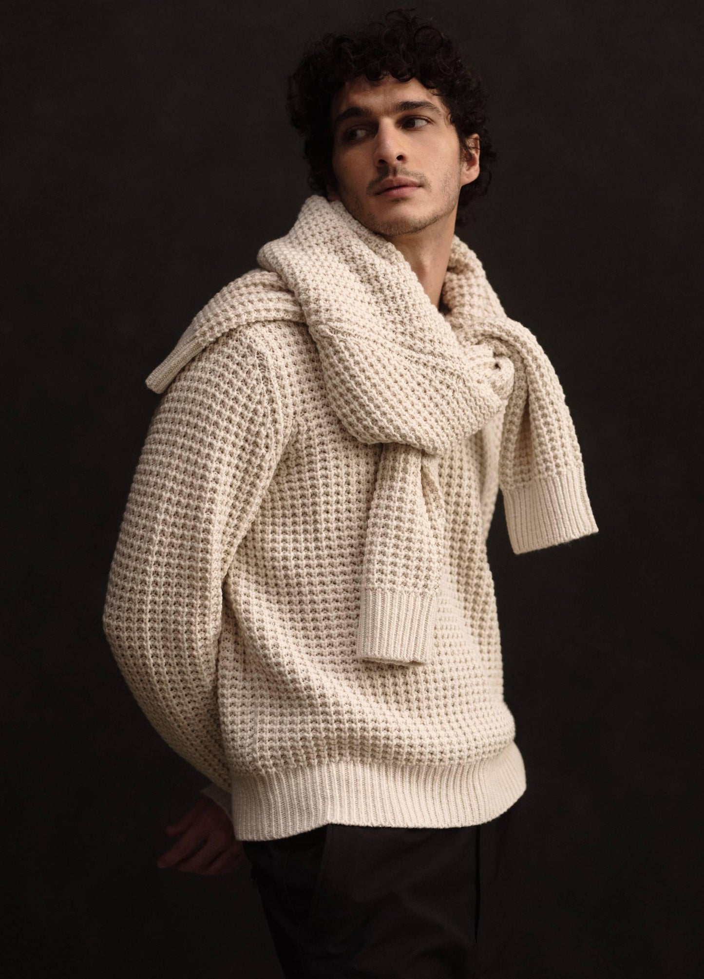 Macro-Waffle Crew Neck Sweater - US 1573