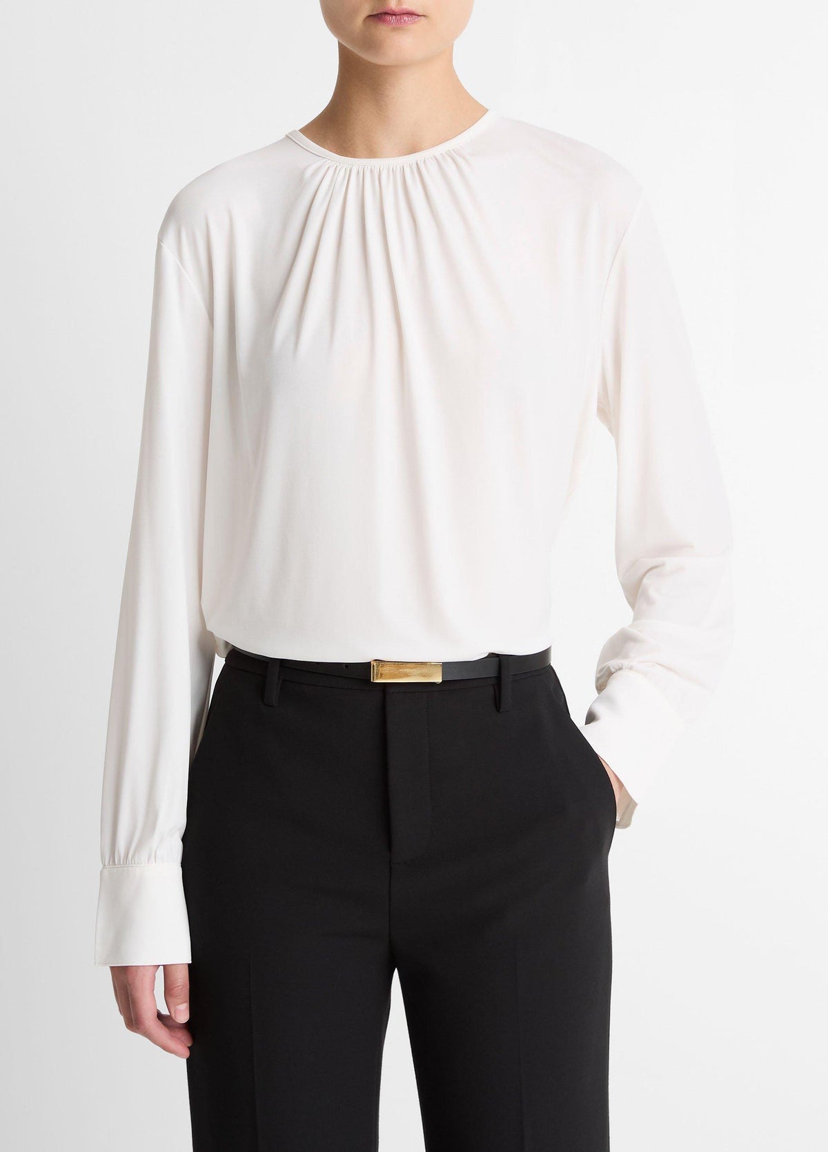 Matte Jersey Gathered Blouse - US 7086